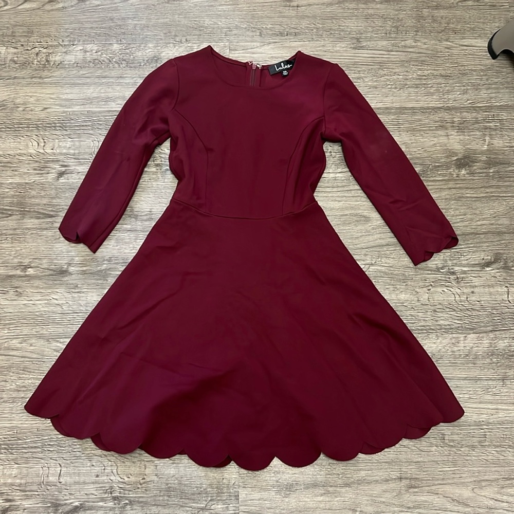 Scalloped burgundy dress Lulu’s